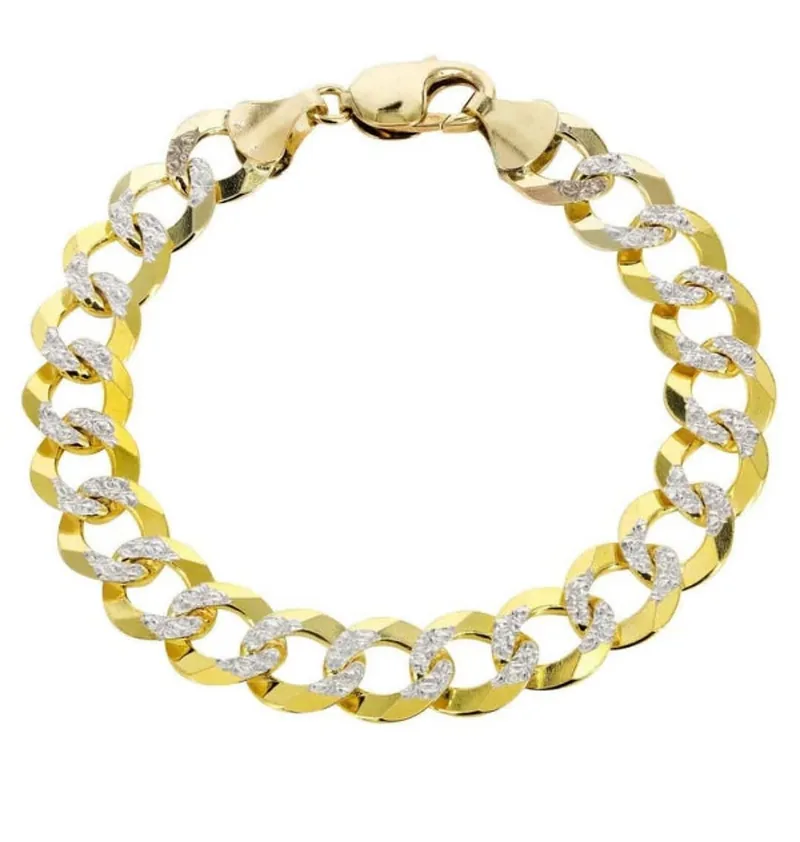 Two-tone diamond-cut Cuban link bracelet