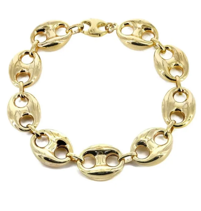 Yellow-gold puffed mariner link bracelet