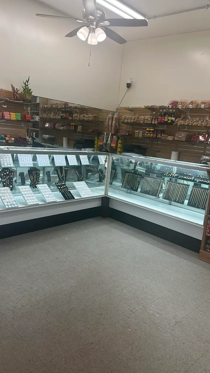 The jewelry counter inside Urquiza Variedades